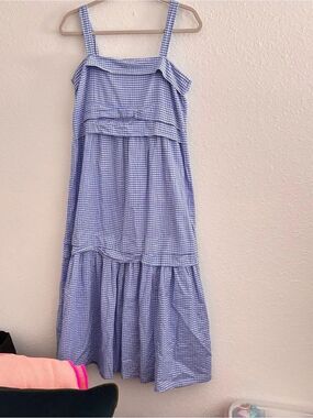 Bird & Kite Blue Gingham Summer Tiered Sundress - Lightweight Dress Small